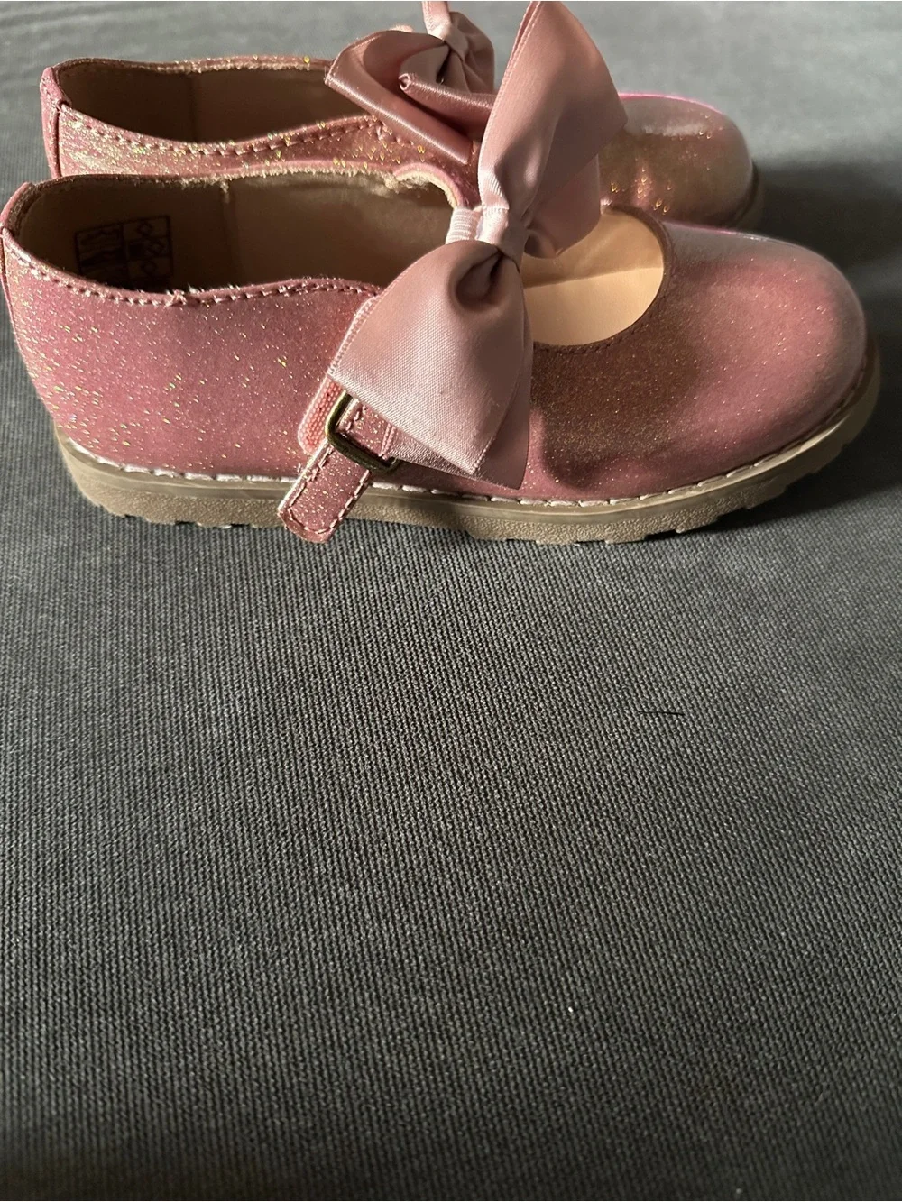 Girls Glitter Bow Mary Jane Dress Shoes - Pink